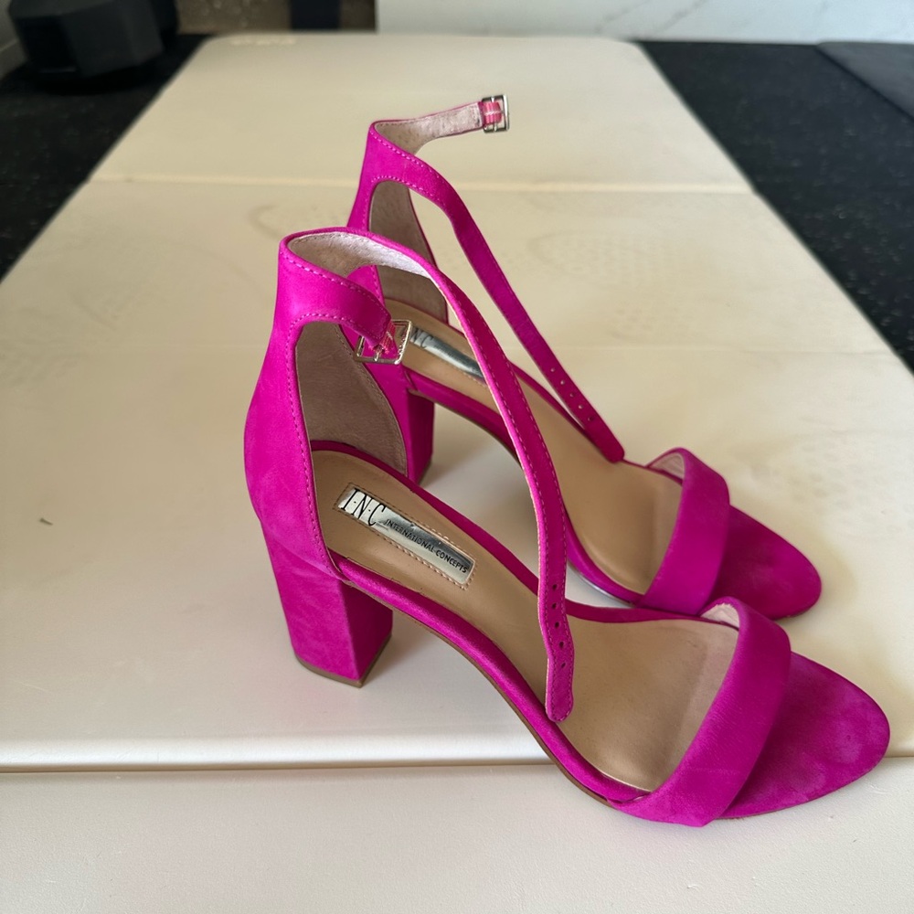 INC International Concepts Fuchsia Block Heel Sandals